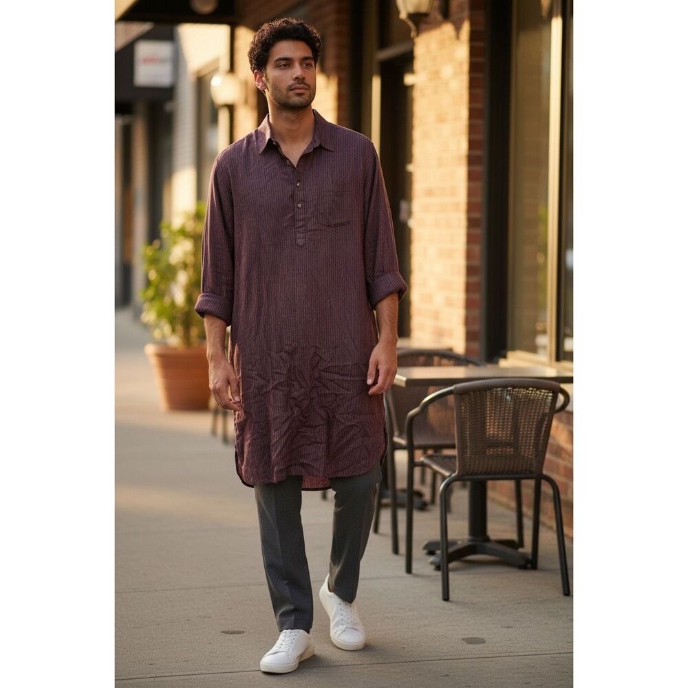 ✨Fabindia Silk Hand Block Printed Slim Fit Long Sz 38 Kurta✨